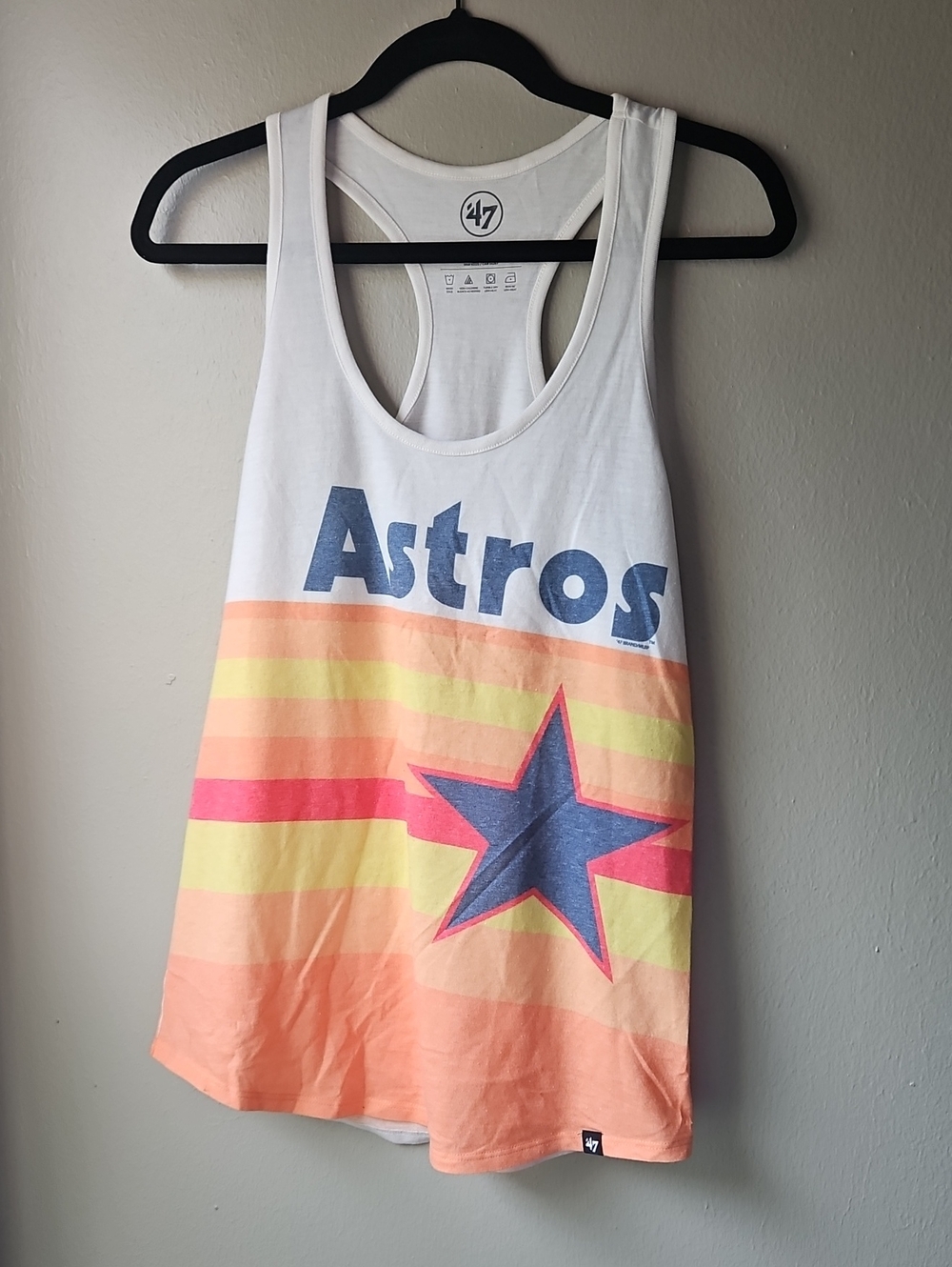 '47 Brand Houston Astros Women's White & Orange Stripe Tank Top Large